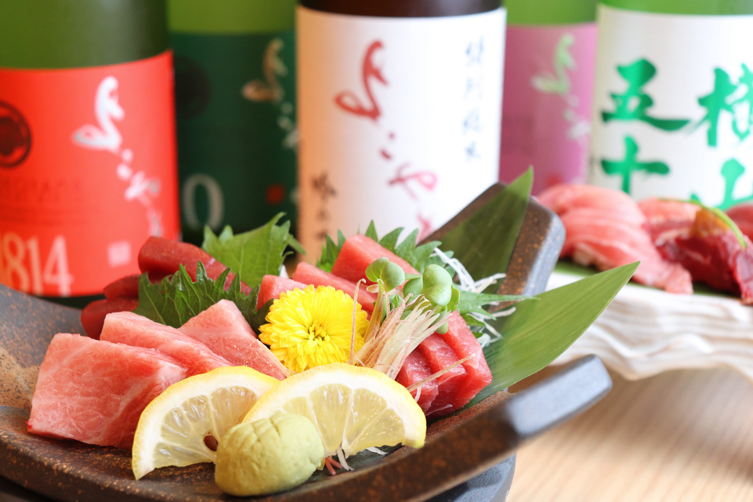 壱岐産マグロの刺身と壱岐の日本酒